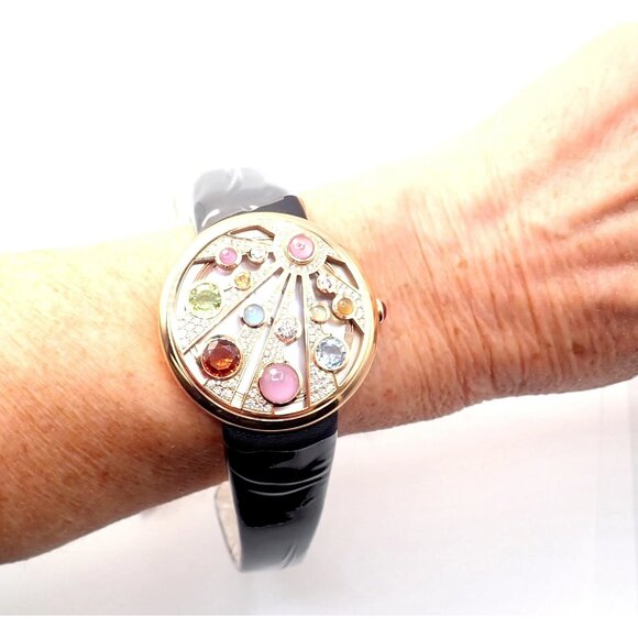 Bulgari Mediterranian Eden 18k Rose Gold Diamond Color Stone MOP Watch Box Paper - Picture 6 of 15